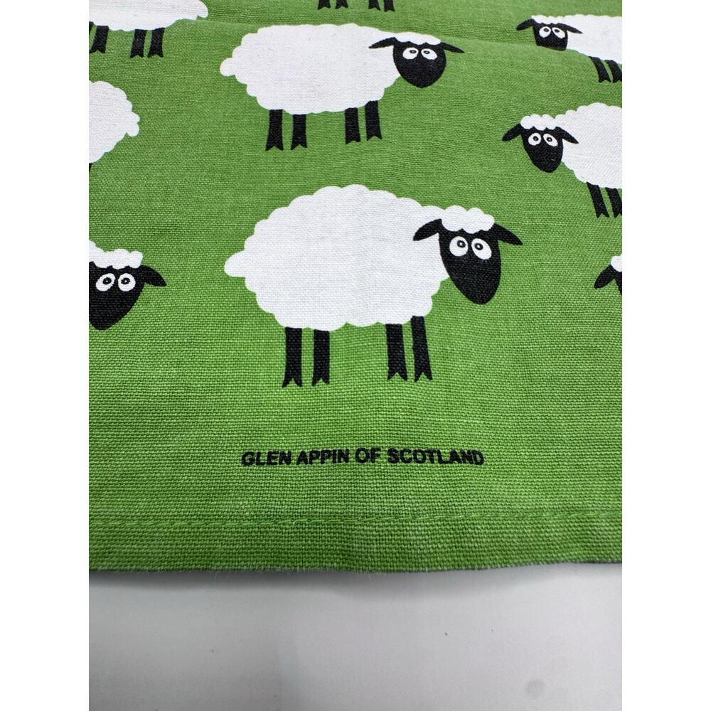 Glen Appin Scotland Sheep Tea Towel Green Cotton Kitchen Linen 28x19 New! - Picture 2 of 7
